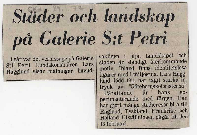 28.01 - 16.02.1972 LARS HÄGGLUND — Sheet 1